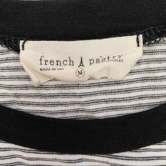 French Pastry Striped Alien Ringer Tee Sz Med Black White - Picture 7 of 7